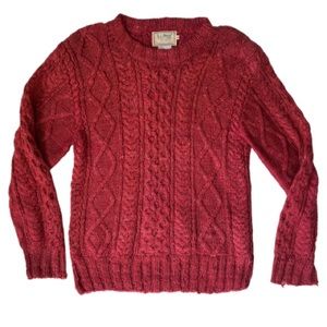 90s Vintage L.L. Bean Cable Knit Sweater 100% Silk Red